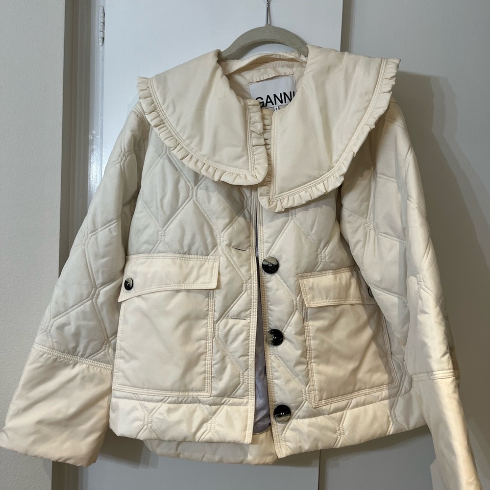 Ganni Ivory Ruffled Jacket